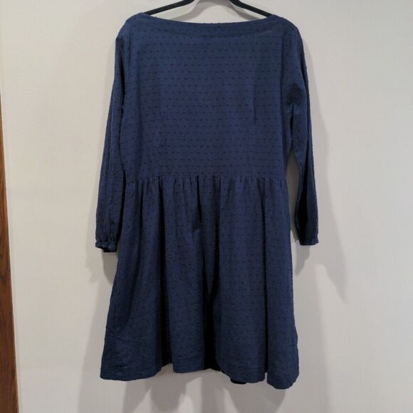 Folk by Hansel Basel Anthro Womens Square Neck LS Mini Dress Size M Navy Cottage - Picture 10 of 12